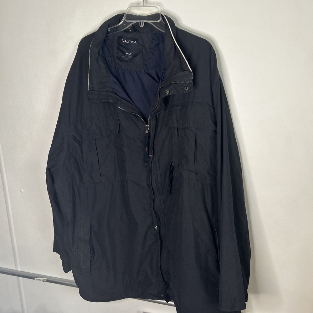 Nautica Men's Black Full Zip Stand-Up Collar Lined Jacket w/ Pockets 3XLT
